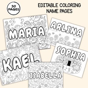 30 Custom Name Coloring Pages, Kids Activity Coloring Pages, 8.5x11 ...
