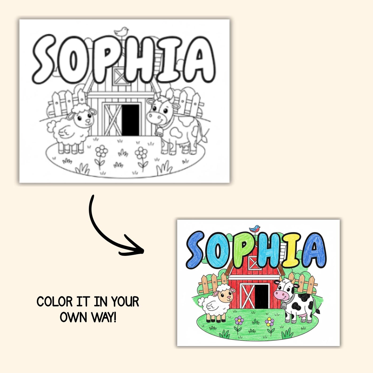 Custom Name Coloring Pages, 30 Kids Activity Sheets (digital Download ...