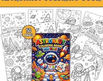 Kolorowanka dla dzieci z astronautami, strony z aktywnościami do druku o Układzie Słonecznym (do pobrania w formacie PDF)