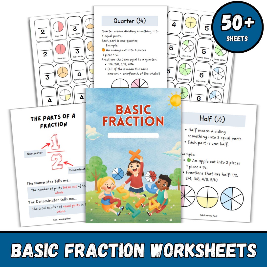 Basic Fraction Worksheets | Grade 2 Math, Preschool Activity (PDF ...