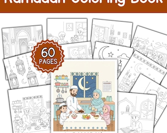 Kolorowanka dla dzieci z okazji Ramadanu, wzory islamskie, 60 stron do druku (do pobrania w formacie PDF)