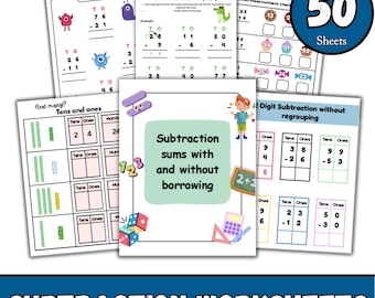 50 Subtraction Worksheets for Preschool & First Grade (Printable PDF)
