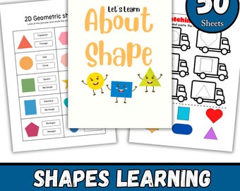 Shapes Learning Activity Book, Preschool Tracing Worksheets (PDF)