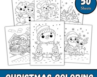 Christmas Coloring Pages for Kids, Festive Winter Activity Book (PDF)