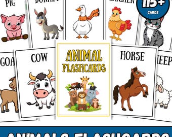 Printable Animal Flashcards, Montessori Learning Cards (PDF)