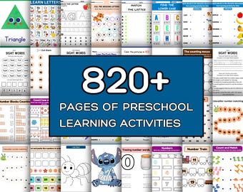 Pakiet aktywności edukacyjnych dla przedszkolaków, ponad 820 stron, materiały do nauki w domu (do pobrania w formacie PDF) dla dzieci w wieku 3–6 lat
