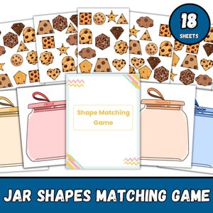 Jar Shapes Matching Game Printable, Preschool Learning (PDF)