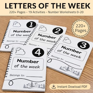 Number of the Week Printable Workbook, Number Tracing, Preschool Learning (Digital Download)