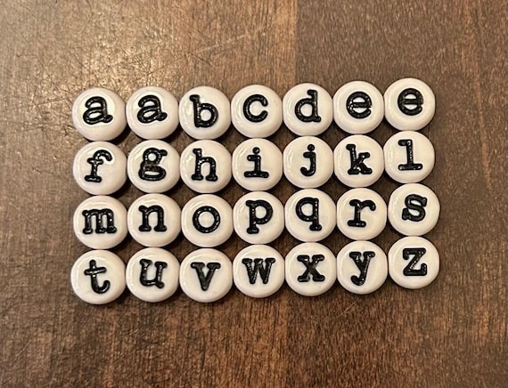 Lowercase Typewriter Font Alphabet Beads 7mm