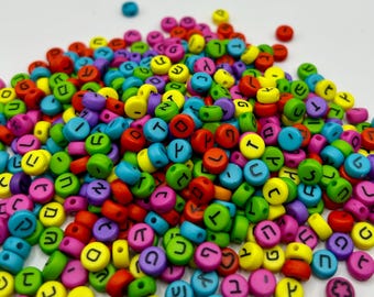 ¡Novedad! Cuentas coloridas con letras hebreas negras, suministros para la fabricación de joyas.
