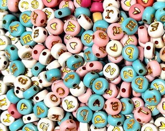 Cuentas de letras doradas con forma de letra de máquina de escribir: Cuentas de 7 mm con letras minúsculas para la fabricación de joyas, ¡exclusivas!