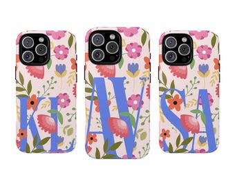 Personalized Floral Initial Phone Case: Custom Monogram, Tough & MagSafe