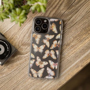 Butterfly Clear Phone Case: Transparent Floral Design, iPhone 16, 15, 14, 13, 12, Samsung