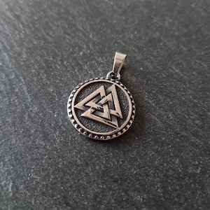 Odin's Knot Norse Valknut Stainless Steel Pendant 25x21x3mm