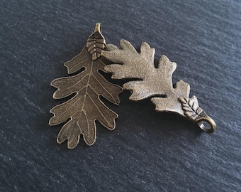 4 oder 20 Große Eichenblatt Anhänger Antik Bronze Ton 48 x 26 mm