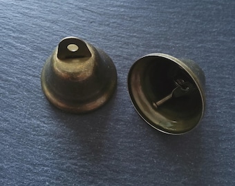 5 or 25 Large Antique Bronze Tone Iron Bells 36 Long x 38mm Diameter