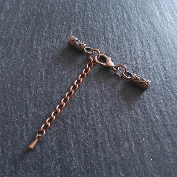 Antique Copper Patterned Alloy End Cap Sets for 3mm Cord Necklaces (3.5mm end caps)