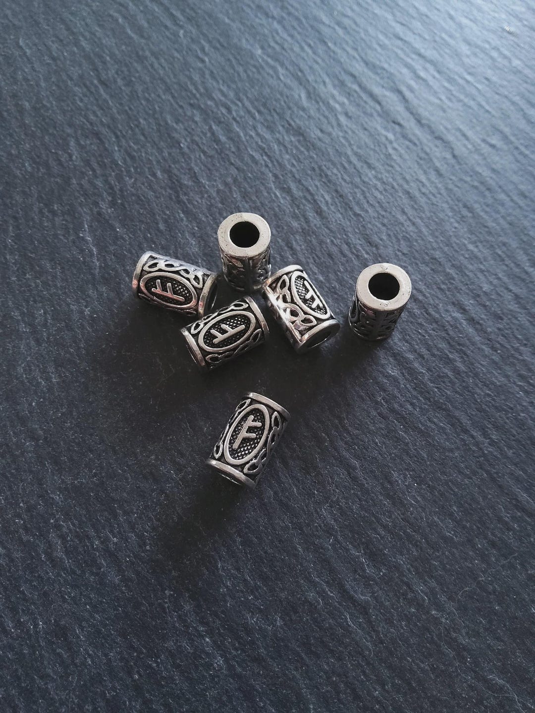 6 or 30 Fehu ᚠ Rune Beads Elder Futhark Antique Silver Alloy 13x8mm ...