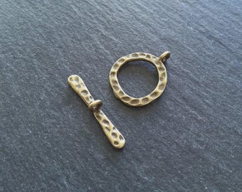 Conjuntos de 4 ou 20 fechos de alternância em liga metálica com efeito martelado em bronze antigo, 21 x 16 mm