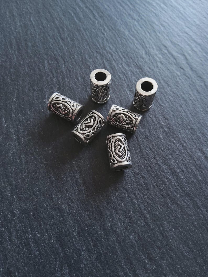 6 or 30 Jera ᛃ Rune Beads Elder Futhark Antique Silver Alloy 13x8mm ...