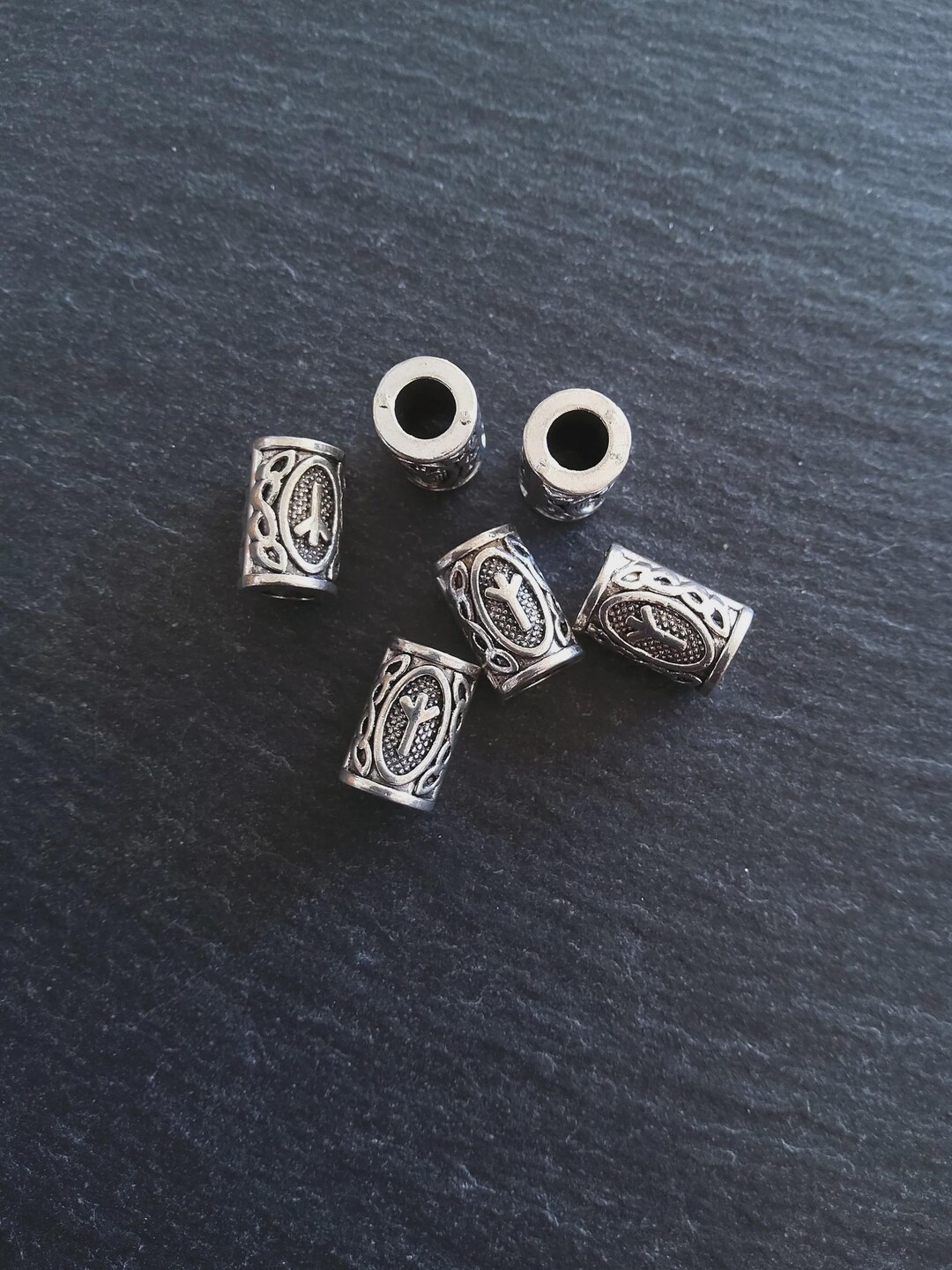 6 or 30 Algiz ᛉ Rune Beads Elder Futhark Antique Silver Tone 13x8mm ...