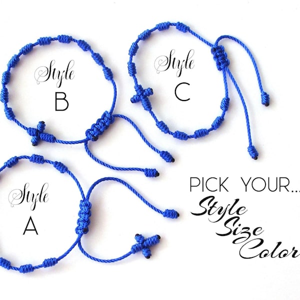 Handmade Knotted Cord Rosary Bracelet with Cross - Decenario, KN1