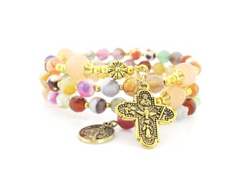 Gemstone Rosary Wrap Bracelet Catholic Handmade Rosary Bracelet | #762