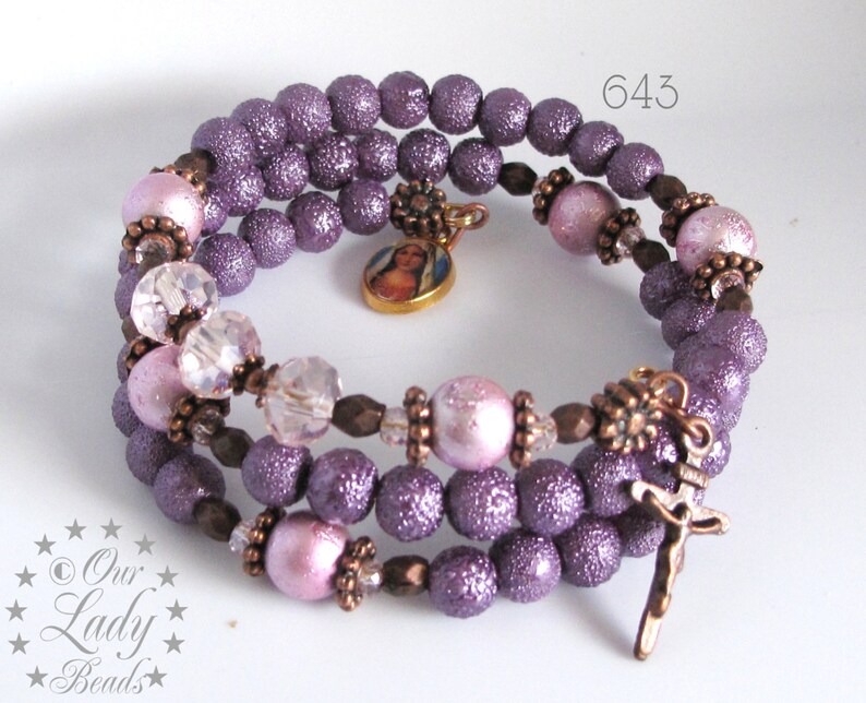 Catholic Rosary Bracelet Wrap Wrist Wrap Rosary Purple Etsy