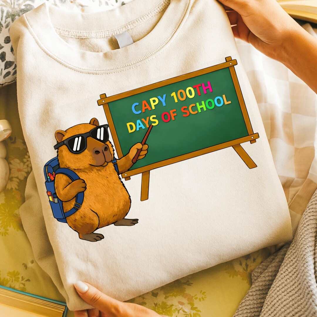 Capybara Teacher 100th Day of School PNG - Funny Clipart (digital ...