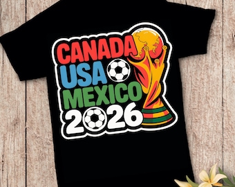 Kanada USA Mexiko 2026 PNG, WM 2026 Fußball-Design, Fußball-Trophäen-Aufkleber, Fußball-Fan-Shirt PNG, Sport Clipart digitaler Download
