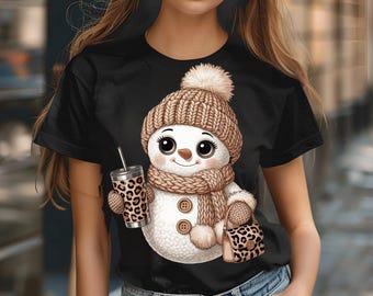 Sneeuwpop met luipaardprint, png, kerstclipart (digitale download)