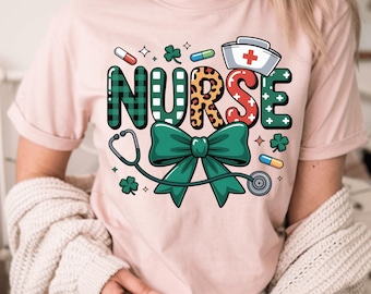 Nurse St Patrick's Day Shirt PNG, Shamrock Design (Sublimation)