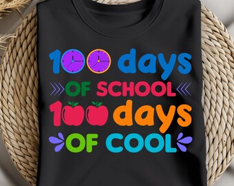 100 Days of School PNG | Colorful Teacher Student Kids Shirt Design