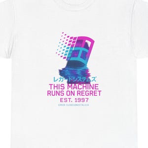 Windows 95 Shirt | Runs on Regret Retro Tee | Vaporwave Apparel | Blue Screen of Death Error | 90s Tech Nostalgia | Geek Culture Gift