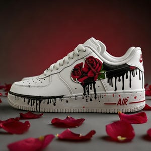 Blood Rose Air Force One,Handcrafted Dark Gothic Thorn Rose AFO,Gift for Her image 1