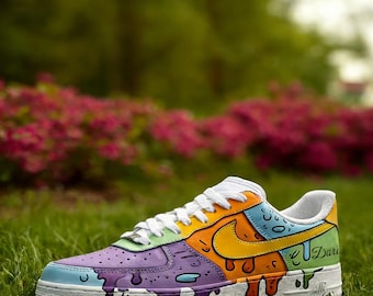 Handmålad gatukonst Air Force 1: Anpassade millennial-stil sneakers, personliga AF1-skor
