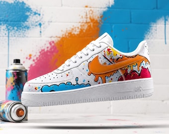 Custom Hand-Painted Sports Sneakers, Street Style Custom Nike Air Force 1