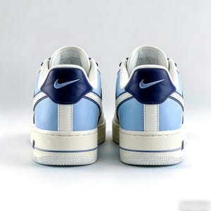 Oceanic Breeze Custom Air Force 1,Deep Blue and Sky Blue Shoes,Coastal Aesthetic Sneakers,Customized name shoes，Unique Gift for Sneakerheads image 4