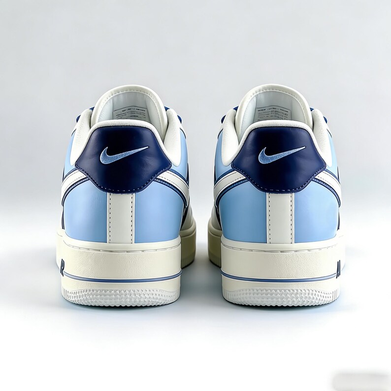 Oceanic Breeze Custom Air Force 1,Deep Blue and Sky Blue Shoes,Coastal Aesthetic Sneakers,Customized name shoes，Unique Gift for Sneakerheads image 4