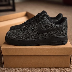 Black Diamond Sparkle AF1,Custom Dazzling Glitter Sneakers,Edgy Streetwear Bling Shoes, Unique Handcrafted Goth Glam Footwear image 2