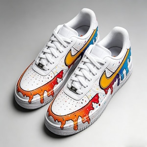 Drip Art Custom Sneakers - Vibrant Graffiti AF1 - Unique Colorful GiftSneakers for Him/Her image 5