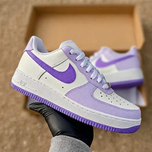 Hand Painted Lavender Purple Custom Air Force 1, Pastel Lilac Sneakers for Her, Aesthetic Soft Girl Shoes, Unique Gift for Girlfriend image 1