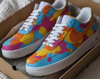 Multicolor Custom Shoes - Unique Personalized Gift for Her/Him,Hand Painted Air Force 1 - Abstract Colorful Streetwear