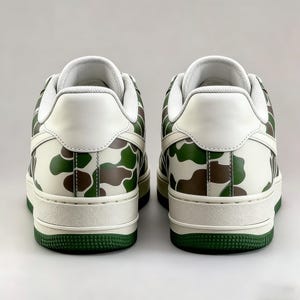 Artisanal Forest Camo Custom AF1 - Hand-Painted Earth Tone Sneakers - Unique Urban Wilderness Gift for Him image 5