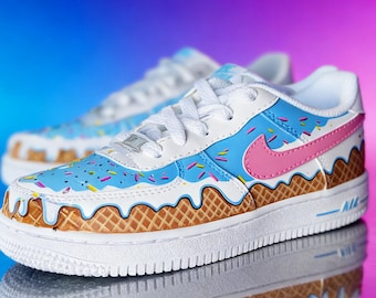 Custom Hand-Painted Sports Sneakers, Ice Cream Air Force 1, Gift For Her