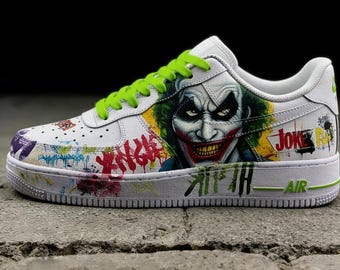 Dark Aesthetic Graffiti Sneakers, Chaos-Themed Streetwear Art, Neo-Noir Comic Book Inspired Hand-Drawn Shoes,Custom Graffiti AF1 Sneakers