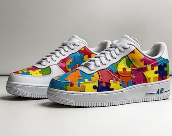 Dopamine Dressing Puzzle Sneakers, Colorful Hand Painted Custom Shoes, Aesthetic Bright Pop Kicks, Wearable Art Shoe Gift for friends