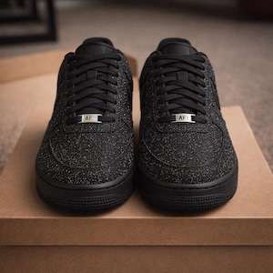 Black Diamond Sparkle AF1,Custom Dazzling Glitter Sneakers,Edgy Streetwear Bling Shoes, Unique Handcrafted Goth Glam Footwear image 7