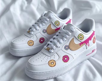 Hand-Painted Donut AF1 Custom Shoes ,Custom Air Force 1 Pink Donut Sprinkles Sneakers,Gift for her/him