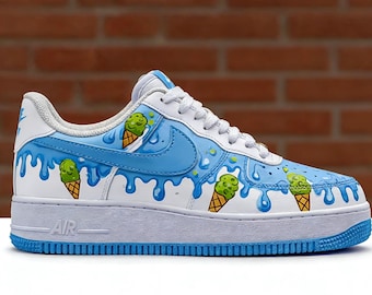 Custom Vanilla Ice Cream Air Force 1, Hand Painted Streetwear Sneakers, Custom Drip Air Force 1, Hand Painted Shoes for Women or Men